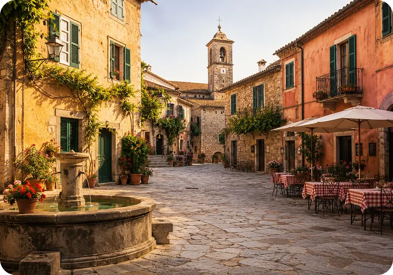 Italian village square VR program