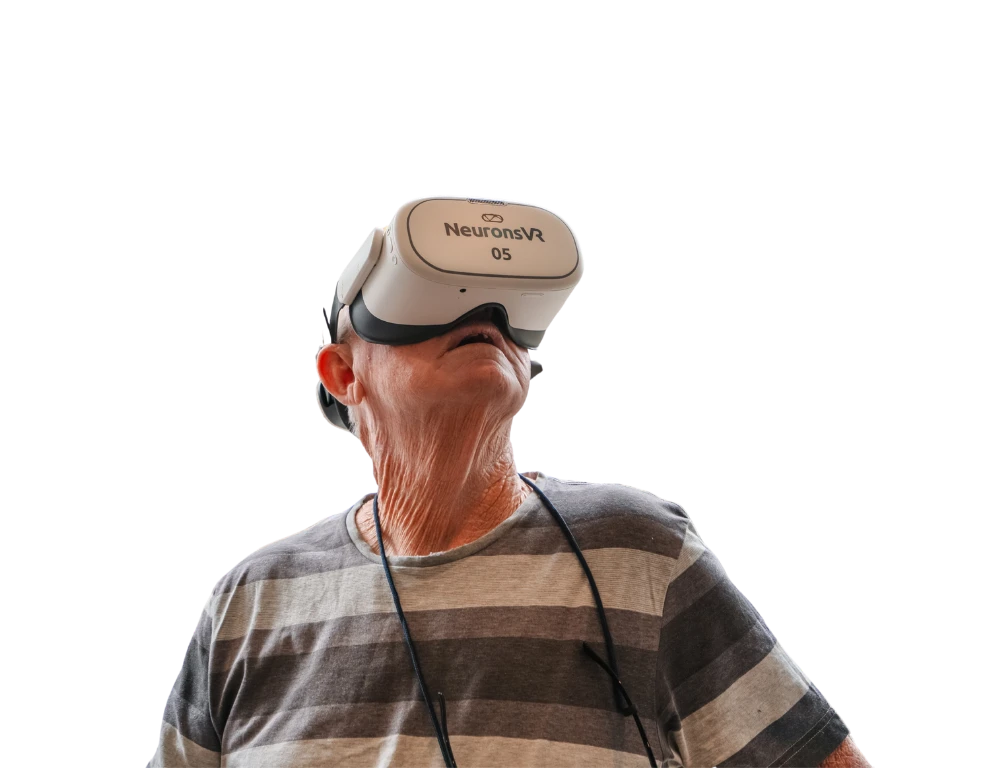 Resident using neuronsvr dementia therapy